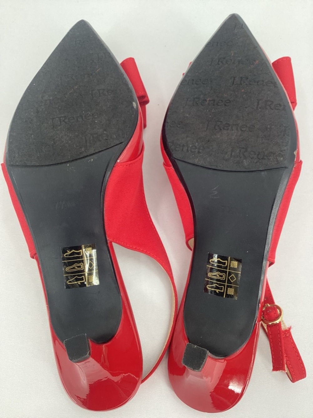 J.Renee Red Patent Pointed-Toe Slingback Pumps with Bow Accent - Picture 8 of 10